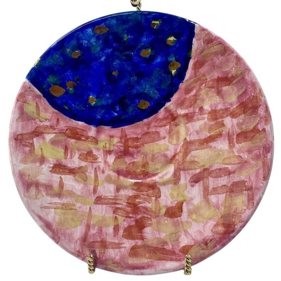 Rare Grazia Deruta Italy Hand Painted Pink & Blue Cup & Saucer Signed B. Piolo - Picture 4 of 13